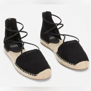 Eileen Fisher Black Lace-Up Espadrilles